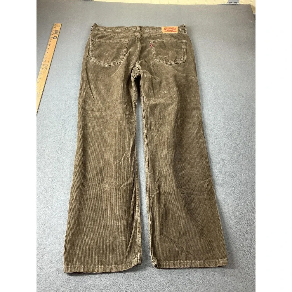 Levi Strauss Corduroy Pants Mens 34x32 Olive Green Relaxed Baggy 565 Chino